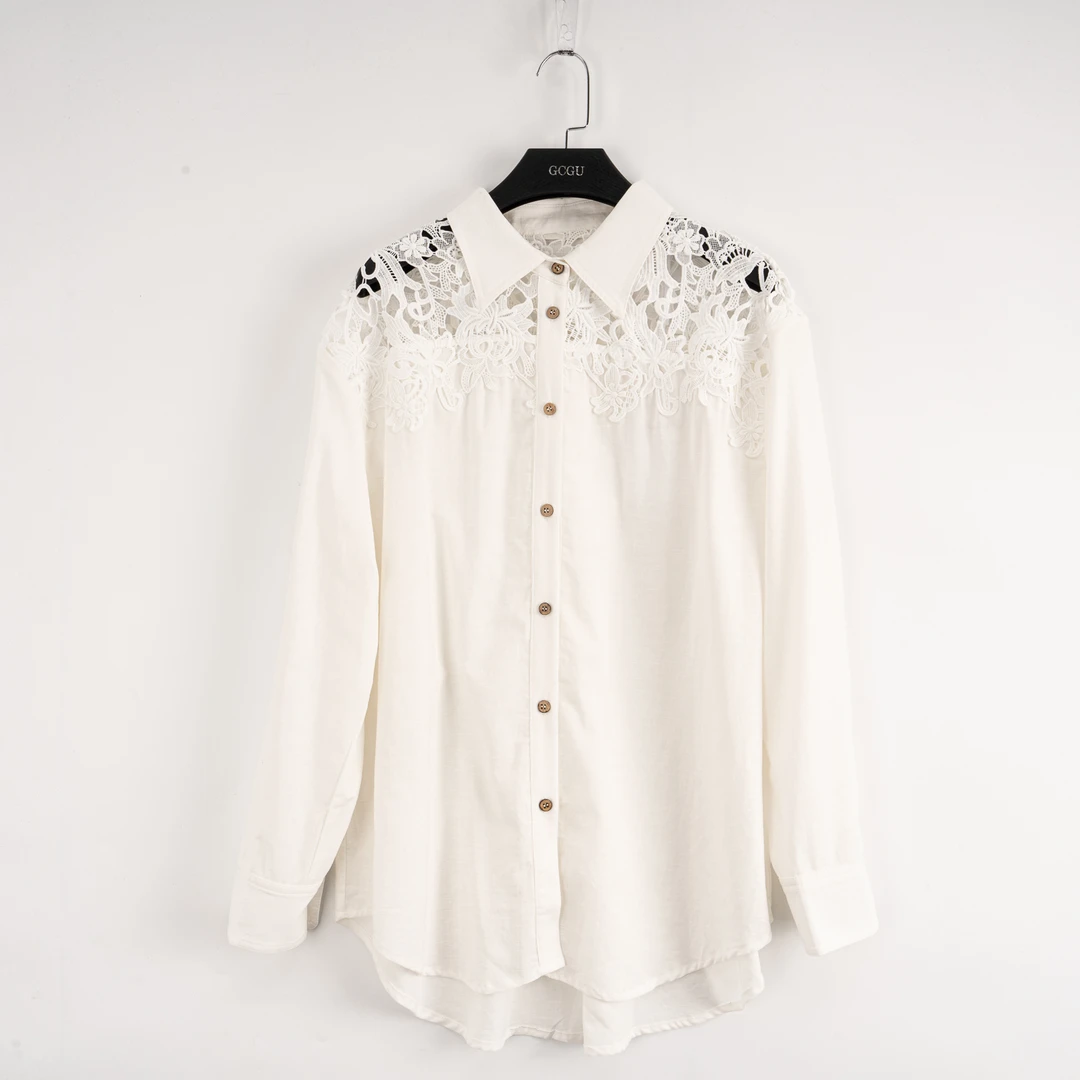 白色高级感长袖减龄女装上衣-20914