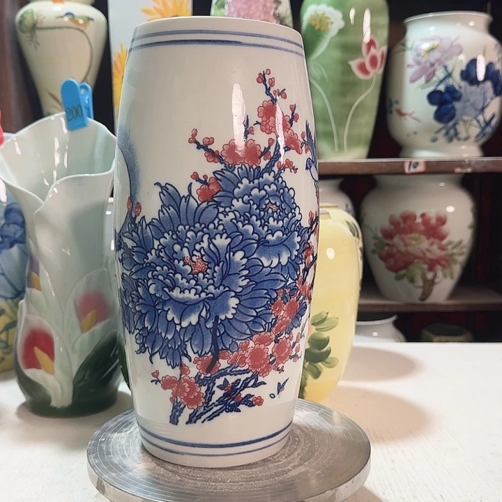 陶高33青花红牡丹新款新款陶瓷陶瓷