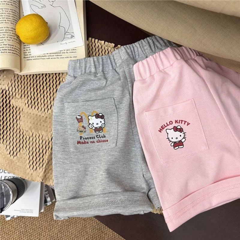 儿童夏季新款女童短裤宝宝运动裤凯蒂猫印花中小童休闲宽松短裤潮
