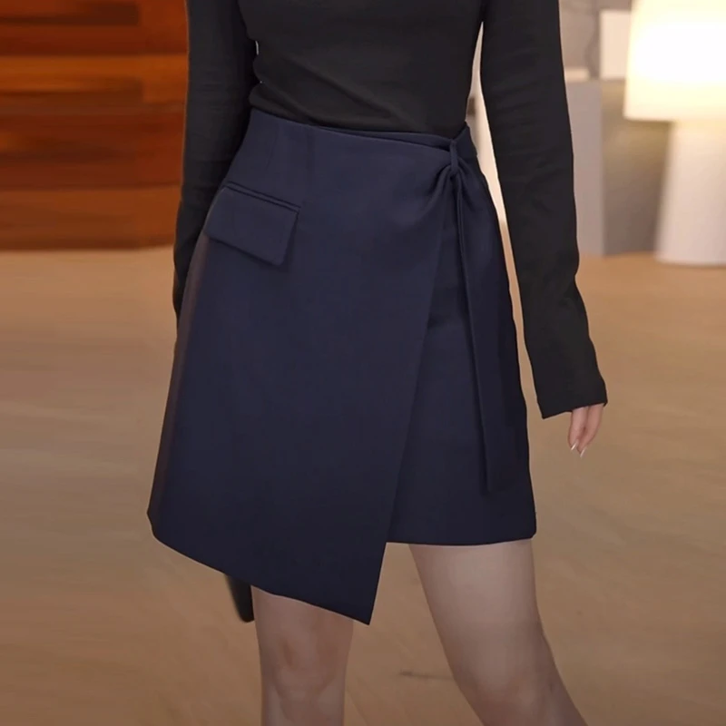 潮流夏季时尚不规则a字短裙女设计感拼接高腰休闲显瘦女装半身裙