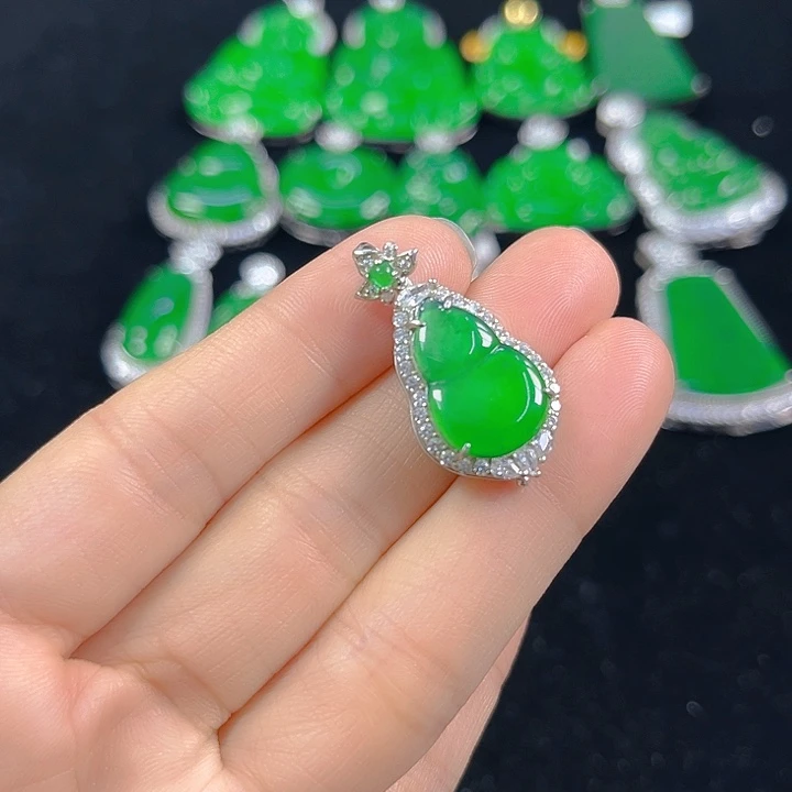 翡翠银S925镶嵌吊坠(不含链)