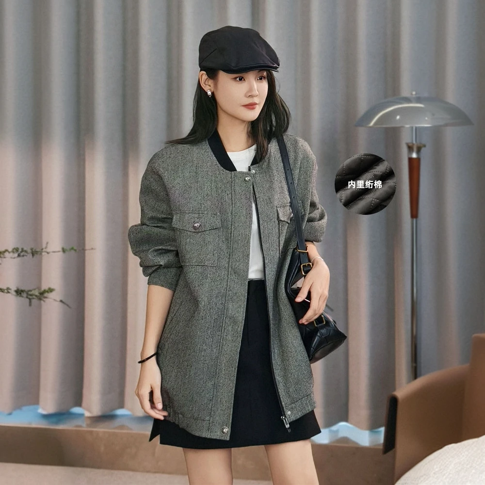 美洋MEIYANG 银鹰外套 TR仿麻肌理_内里绗棉柔和机能