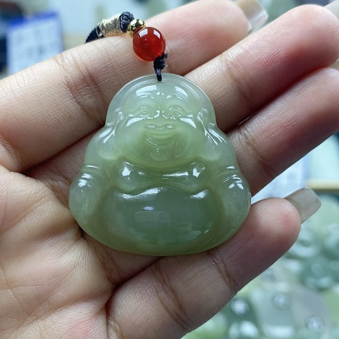 和田玉未镶嵌颈饰佛公35mm