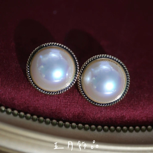 铜合金仿珍珠耳饰 赫本简约复古气质耳钉