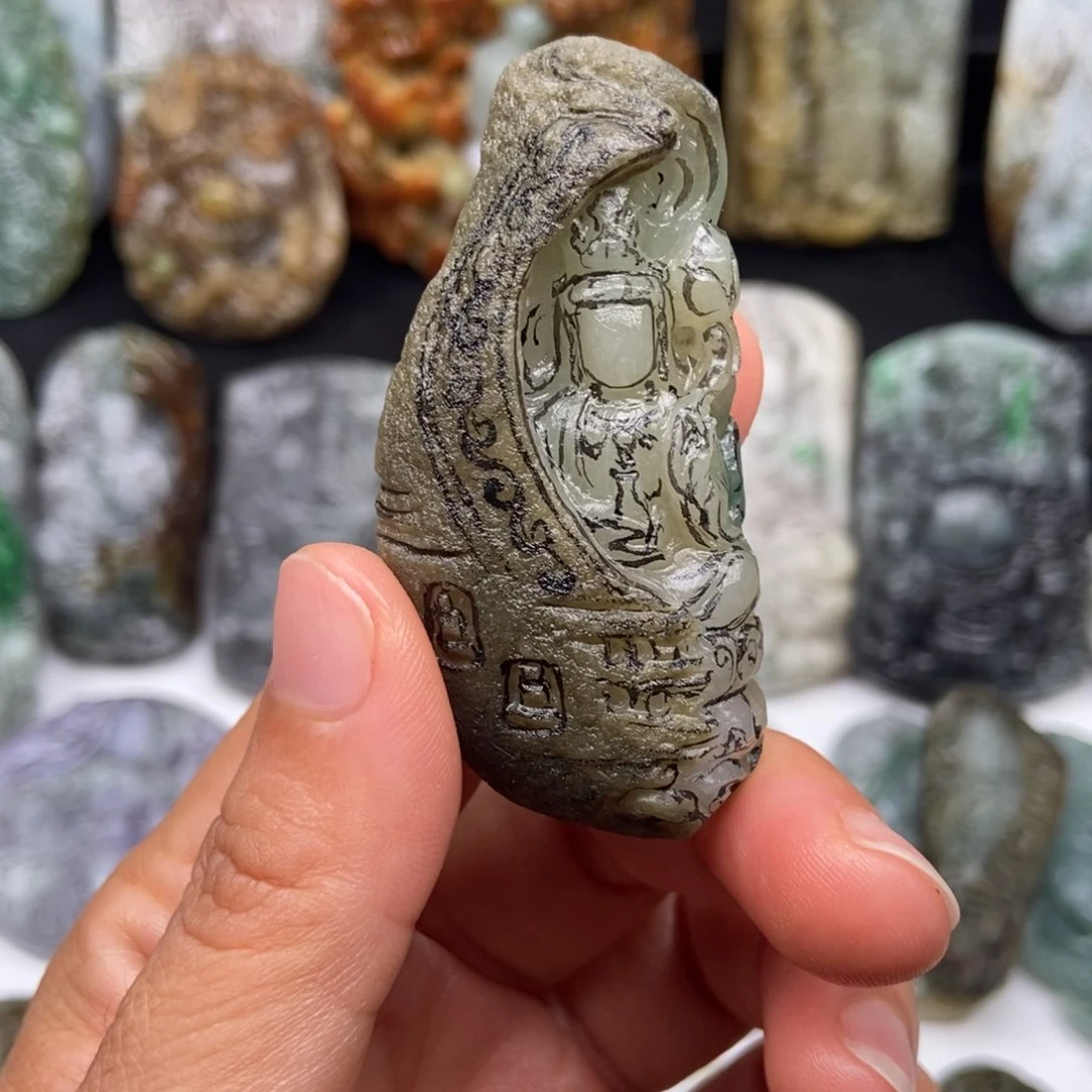 甘***高定制翡翠未镶嵌天然缅甸翡翠A货毛货抛光定制