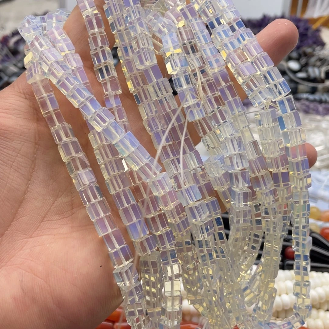 未镶嵌玛瑙/玉髓珠宝半成品一条装卡6mm欧泊方糖