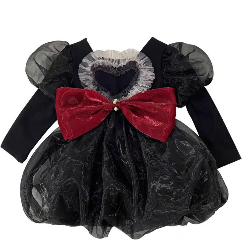 惜韩（335）好看连衣裙长袖甜美少女黑色