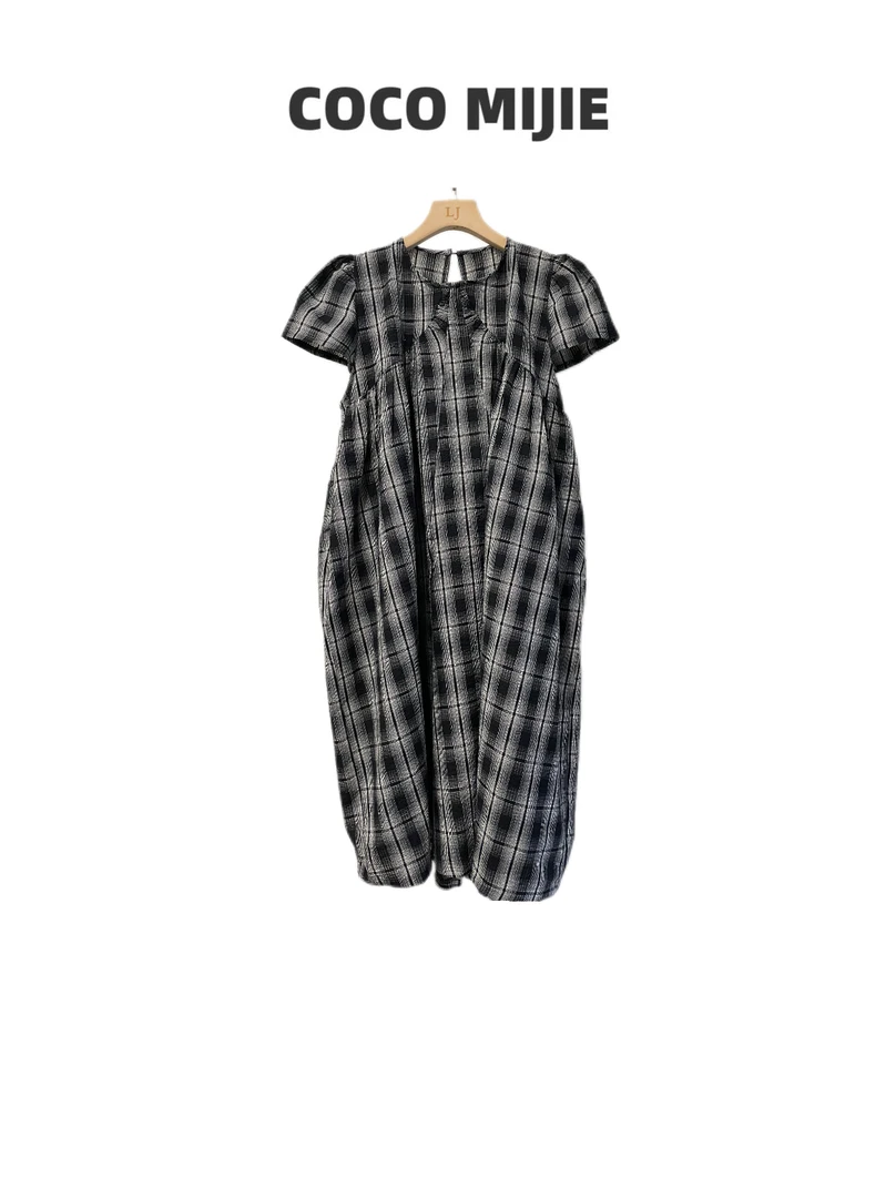 韩国今夏女生都穿的复古格连衣裙LYQ-0115