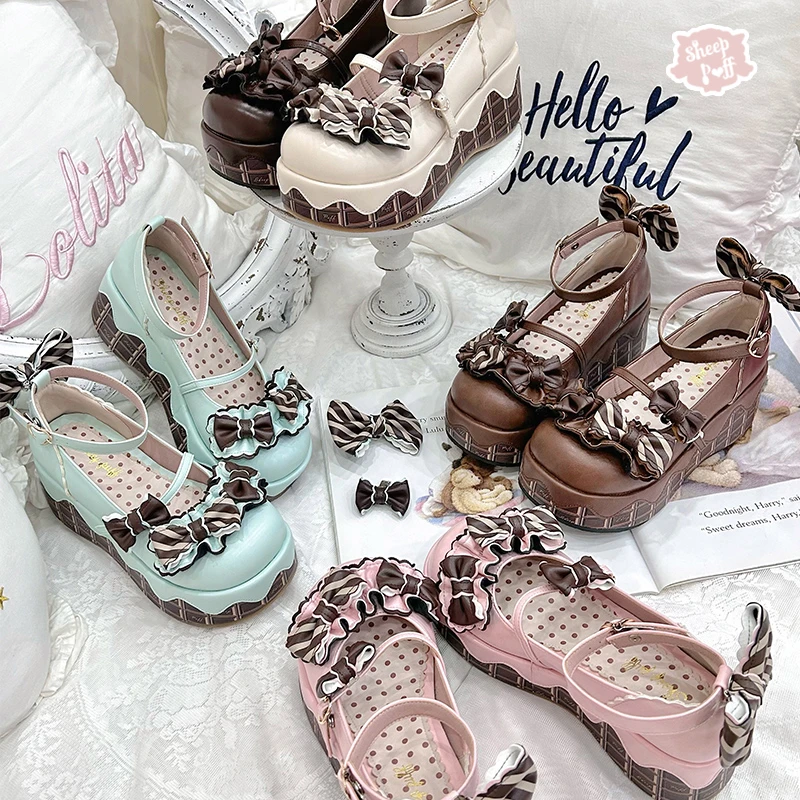 【板巧松糕 】厚底绵羊泡芙Lolita鞋巧克力松糕鞋厚底鞋