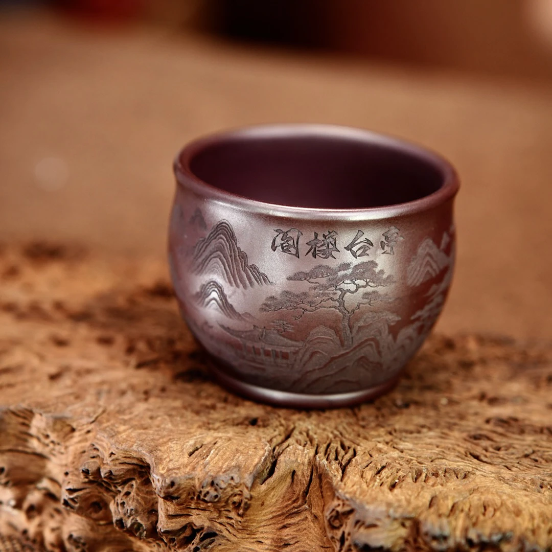 宜兴原矿紫砂 茶具 全手工制作 亭台楼阁紫砂杯