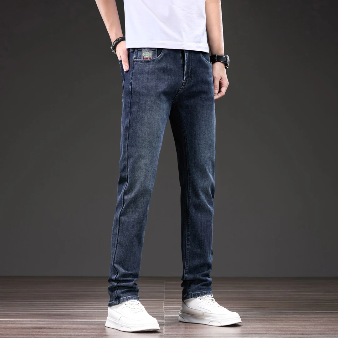 潮流牛仔裤男士春夏薄款简约百搭时尚弹力休闲裤显高直筒商务裤子