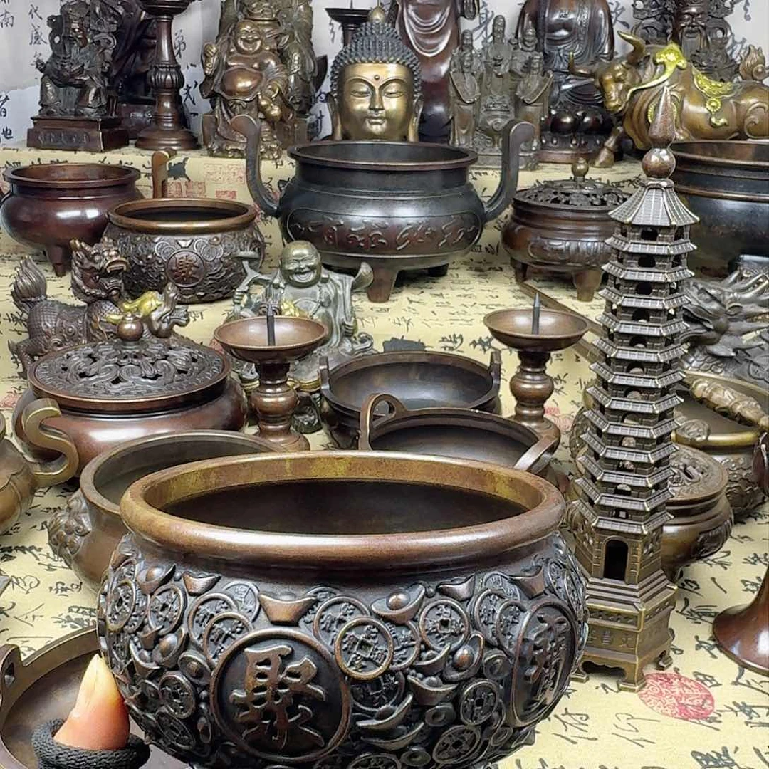 12公分聚宝盆纯铜摆件