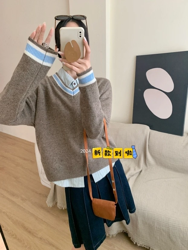 GMX-234-【外贸工厂】羊毛女款纯色毛针织衫-W297点子深驼