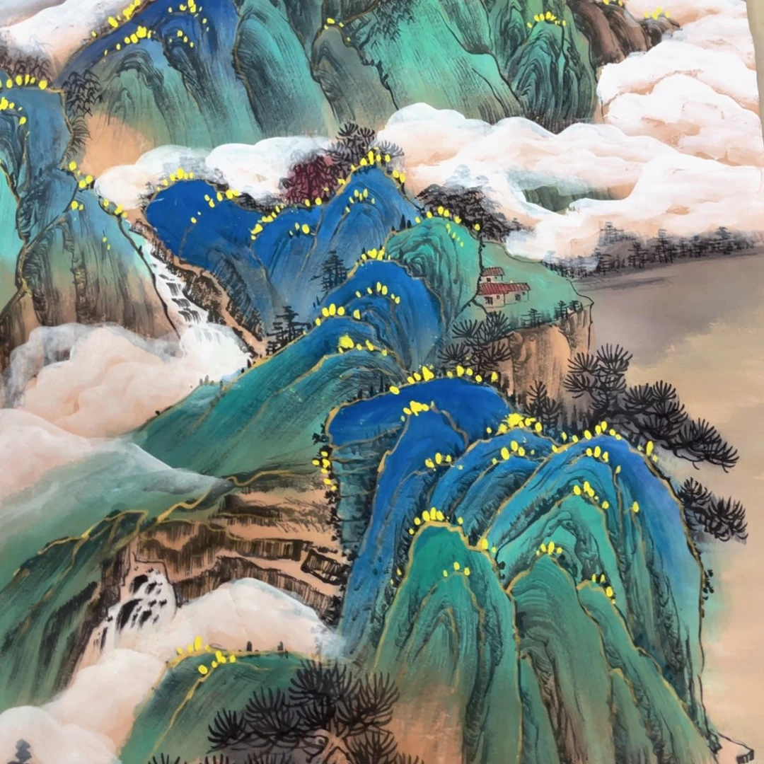 国画四尺三开经线山水