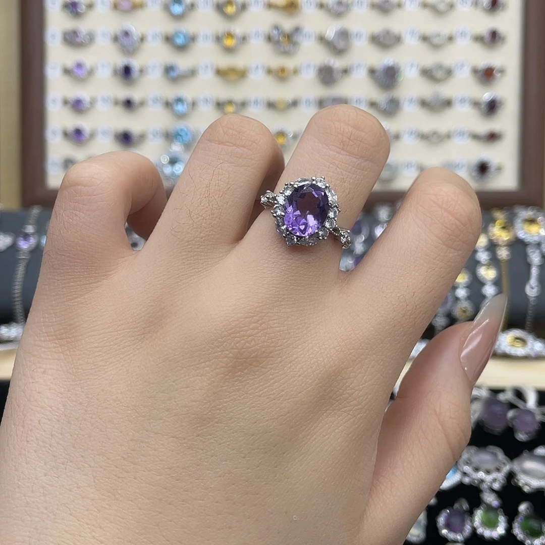 紫晶银S925镶嵌戒指