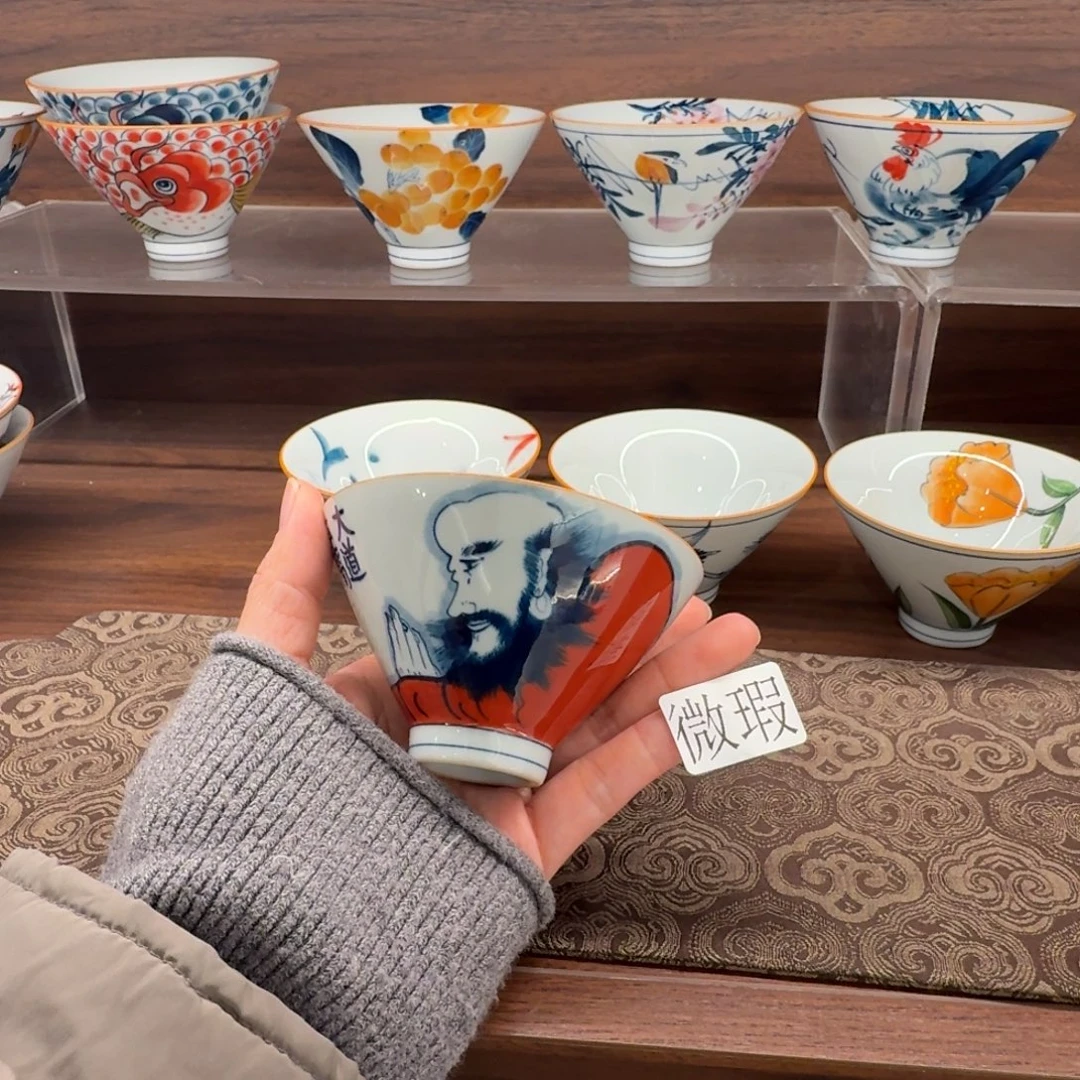 釉下手绘茶具微瑕