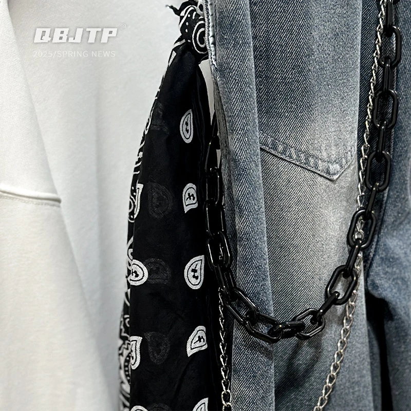 Q宝家童品3月新款 儿童高街裤链子ins嘻哈挂件塑料裤链方巾腰链潮