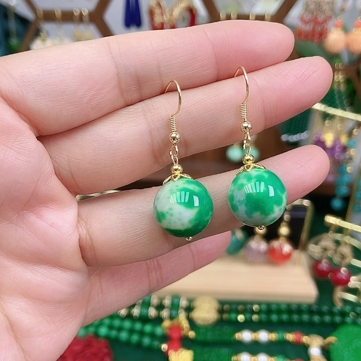 玛瑙/玉髓合金耳饰