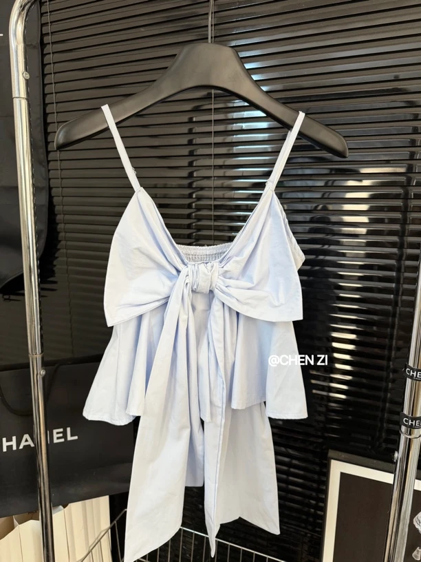 【仲夏甜心】高级感小众设计蝴蝶结吊带背心女25夏季超好看独特上衣