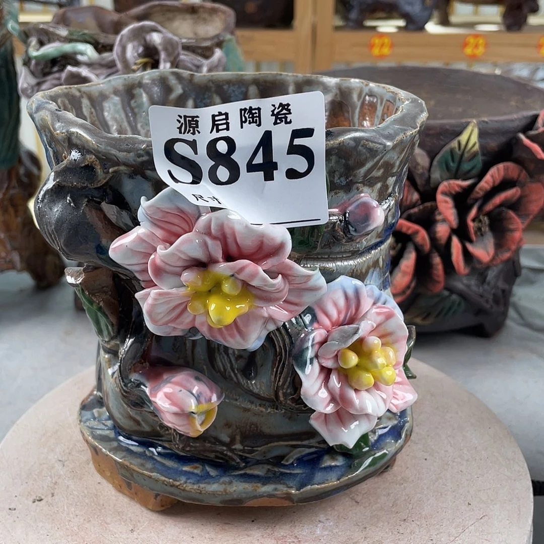 紫砂花盆景德镇陶瓷花盆845