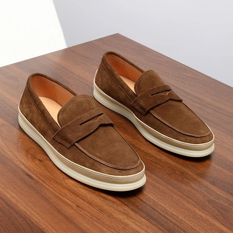 【羊猄反绒】乐福鞋男真皮男士开车鞋休闲透气舒适懒人豆豆鞋男软底