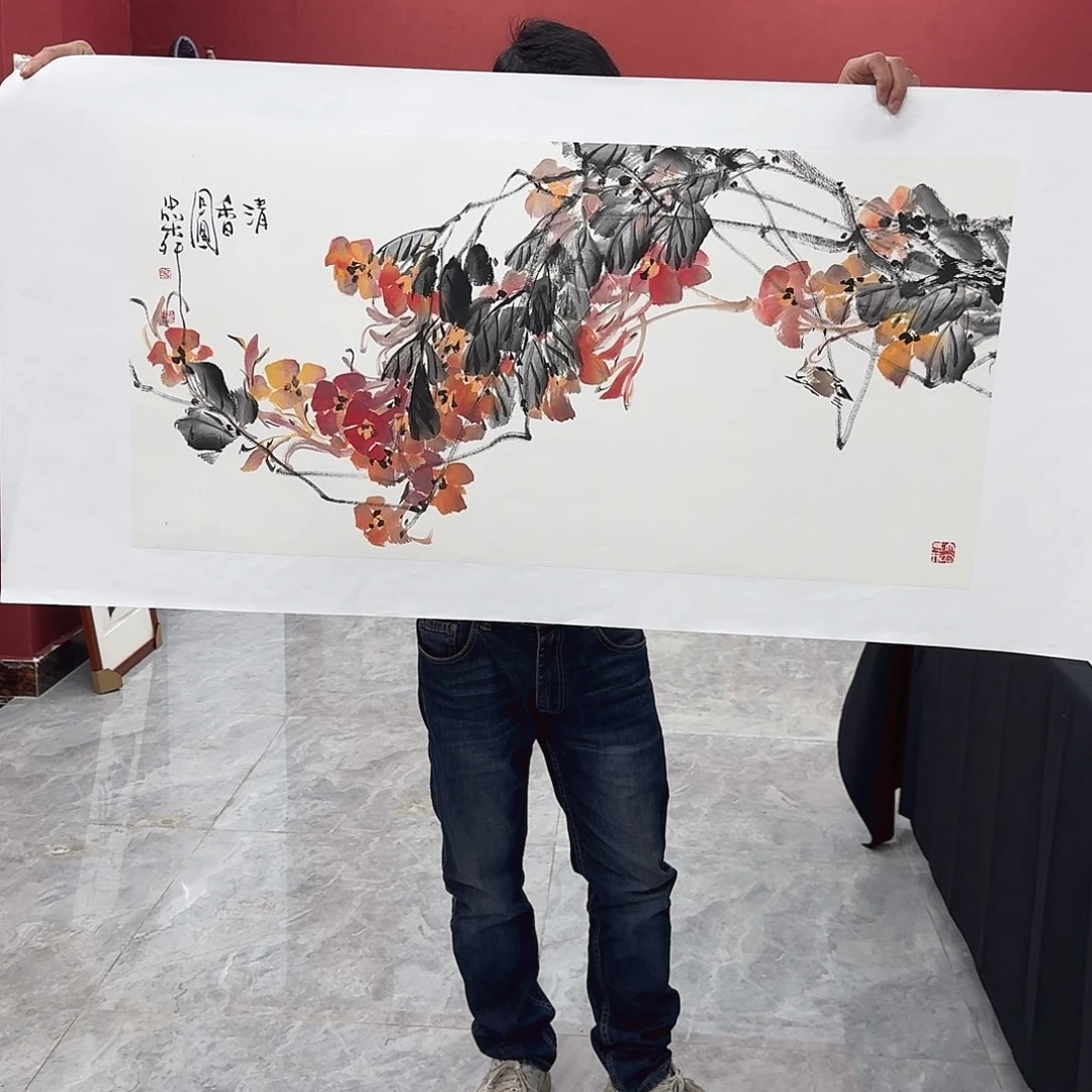 国画国画作品纯手工三尺