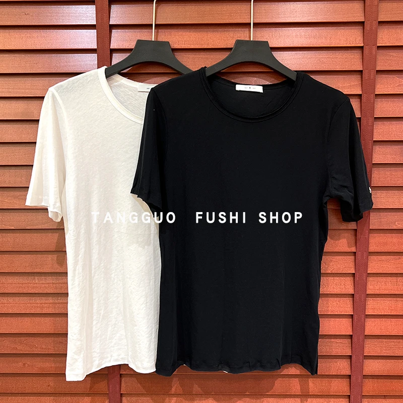 薄款半袖毛边『刺绣8』夏季短袖打底衫百搭圆领t恤414802