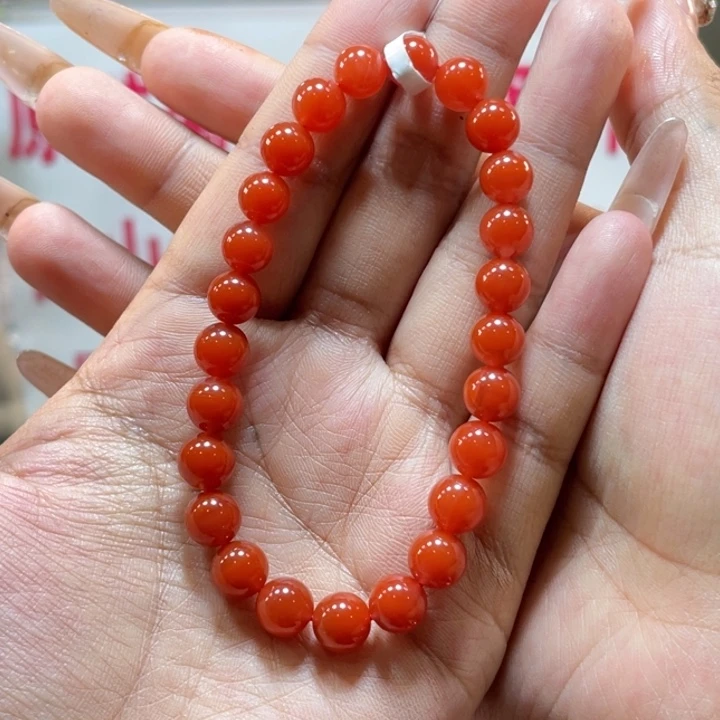 南红玛瑙原矿南红览坡锦红卡7➕手串未镶嵌风**由
