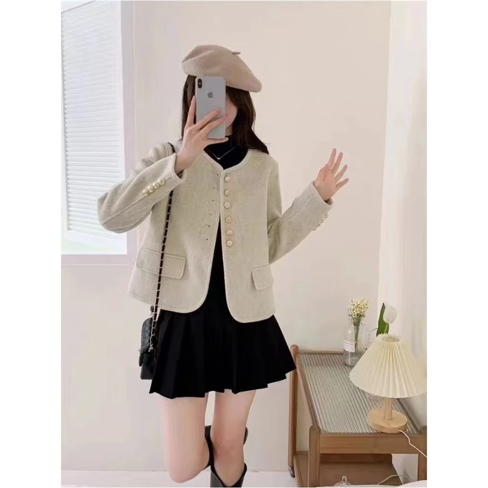 B19双面呢毛呢大衣2024秋季新款百搭时尚秋冬