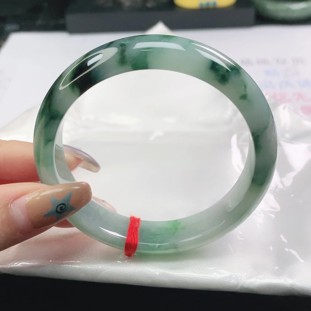 翡翠未镶嵌手镯翡翠56.7飘深花正圈