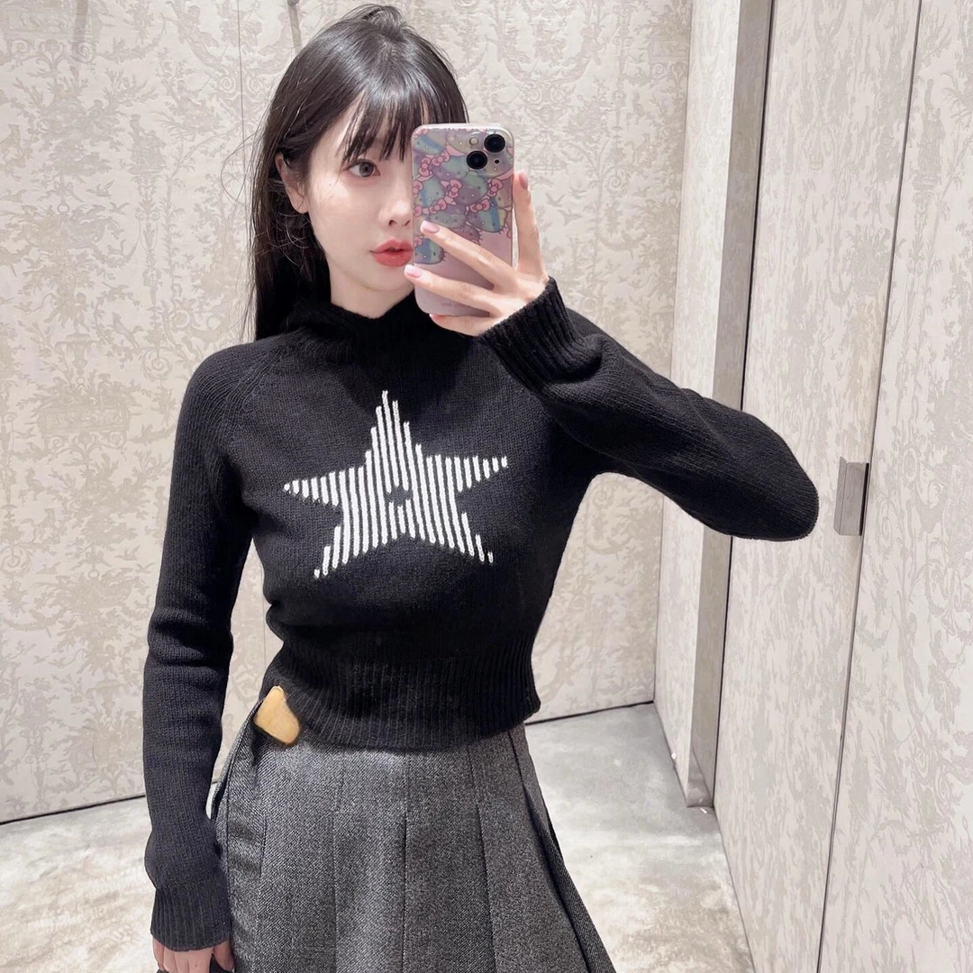 【LJ】D家新款星星长袖连帽针织上衣