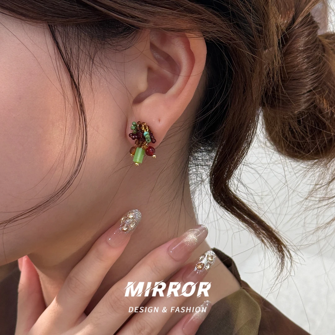 小麋人 925银耳饰 CE9566编织花深秋田园风耳钉银针女耳饰简约