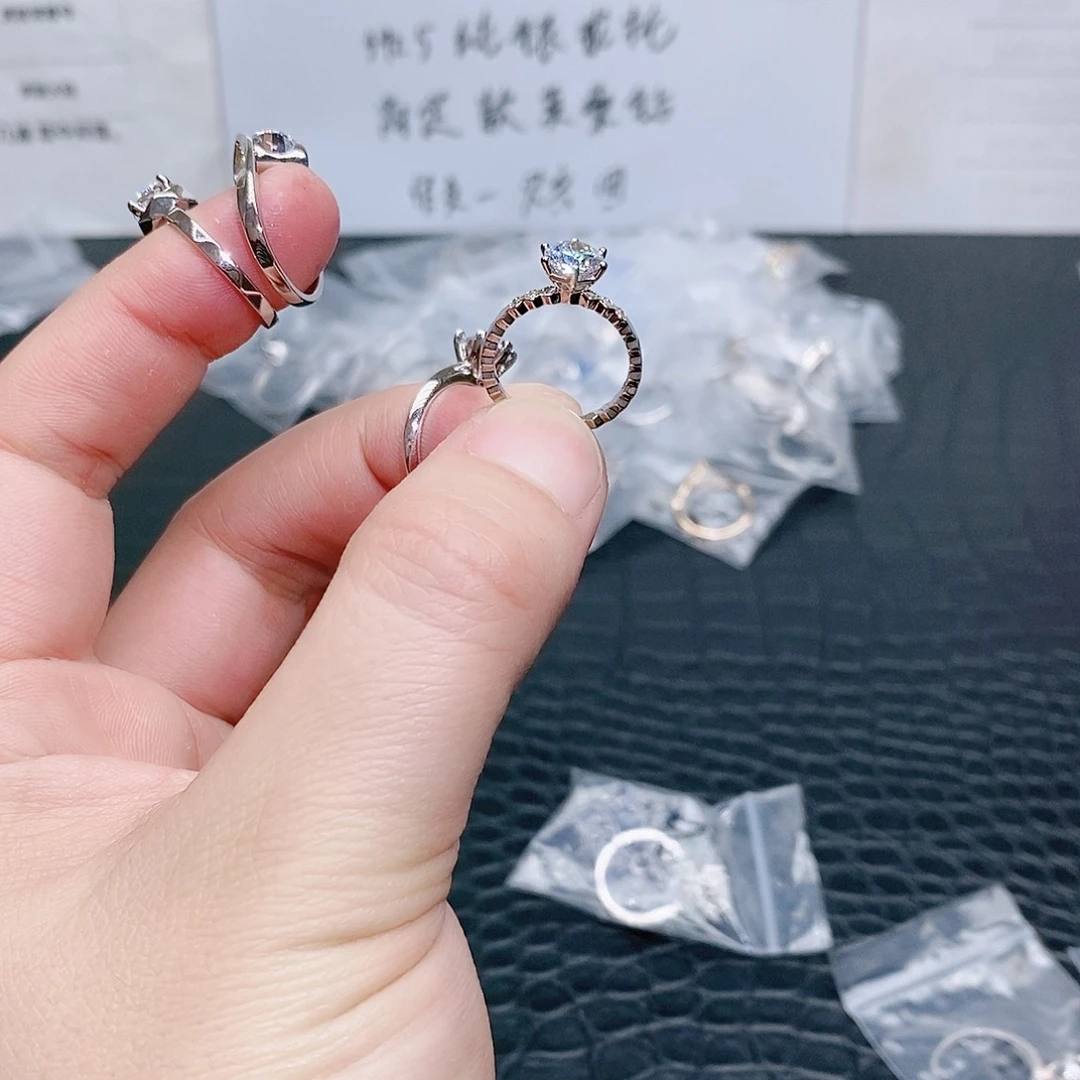 合成碳硅石925银蜂巢1克拉9码