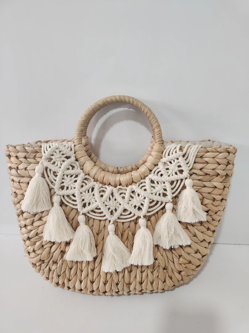 手工编织玉米皮流苏包