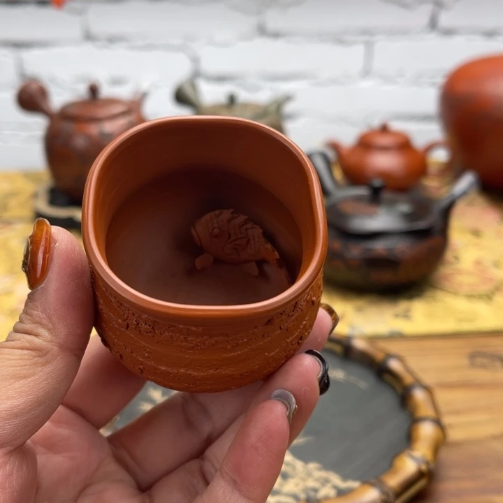 常滑素三手作茶壶