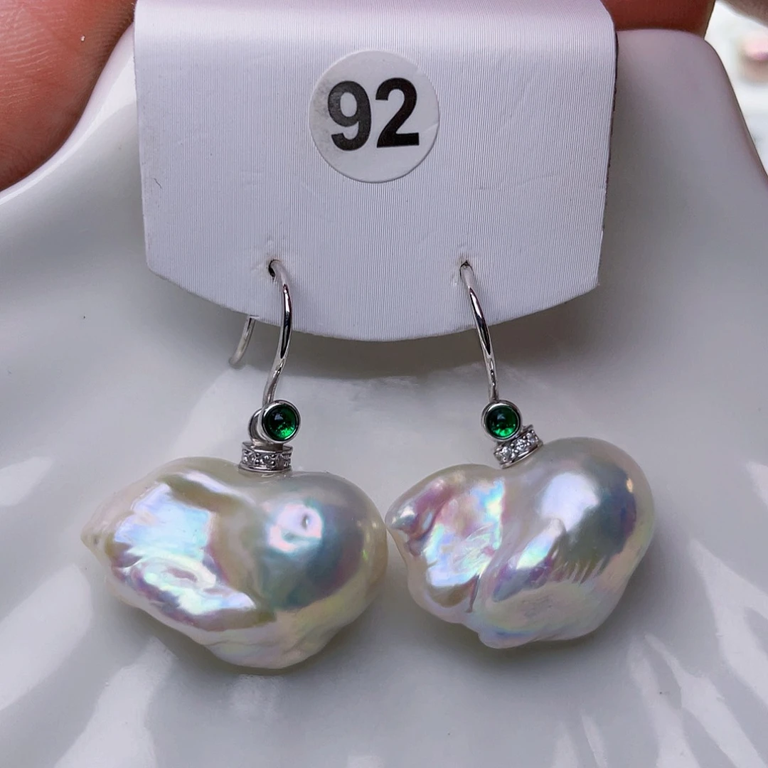 淡水珍珠耳饰银S925镶嵌田****