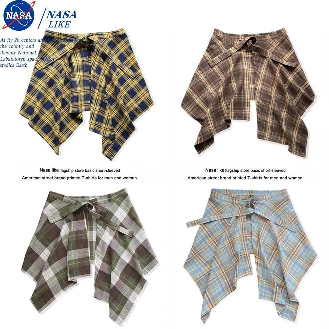 一片式藏肉卫衣t恤叠穿格子屁帘男半身裙女高街爵士舞hiphop潮搭