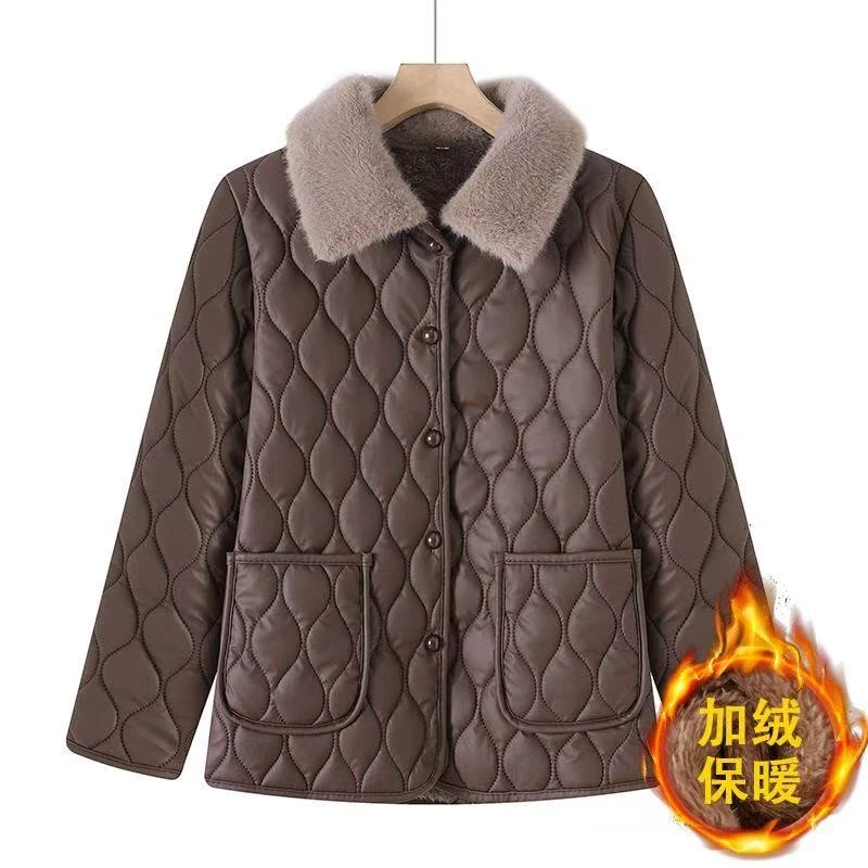 7806-冬季新款妈妈加厚时尚保暖棉服碎花洋气外套【老仓库二楼】