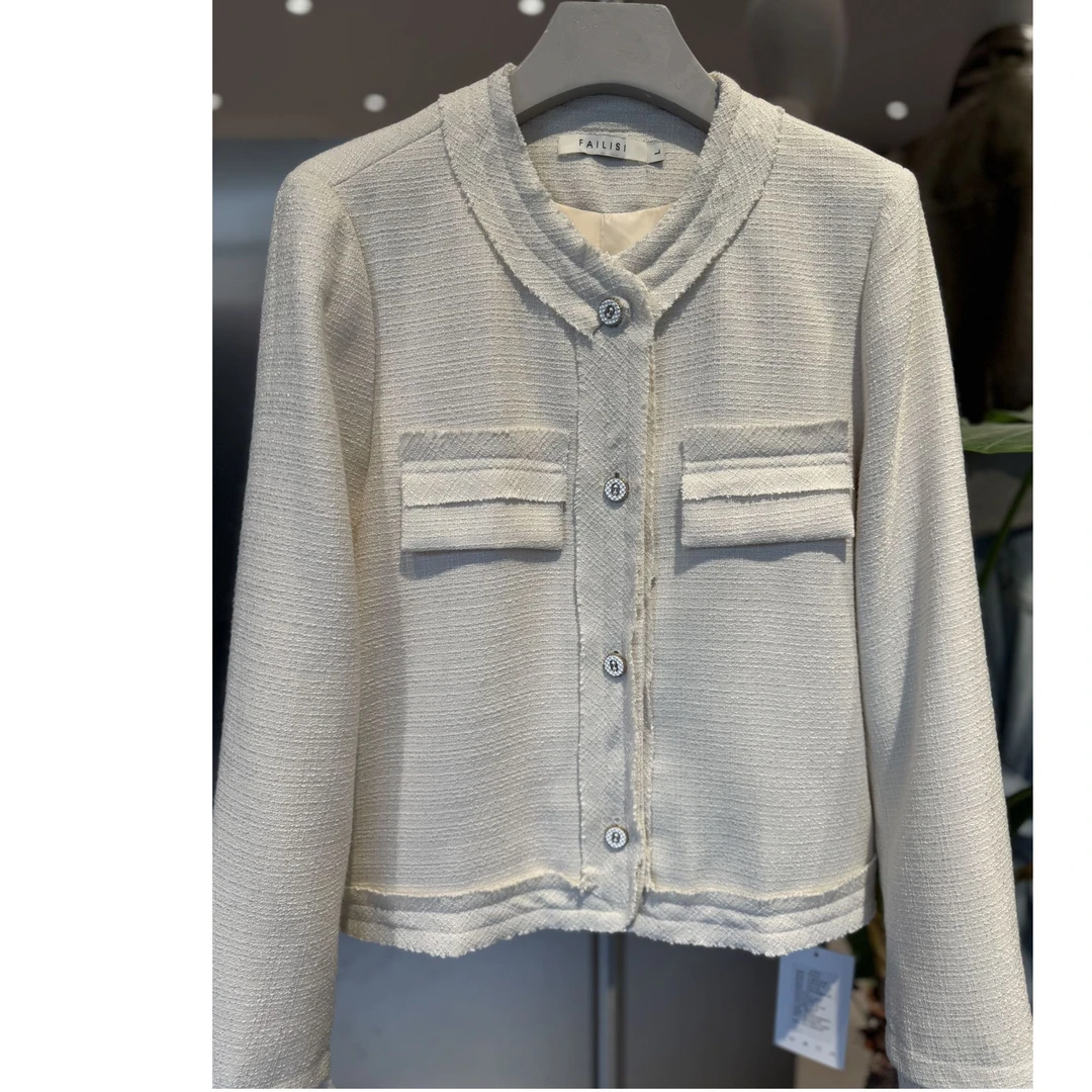 春季韩系简约时尚休闲百搭圆领短款外套上衣【4521】