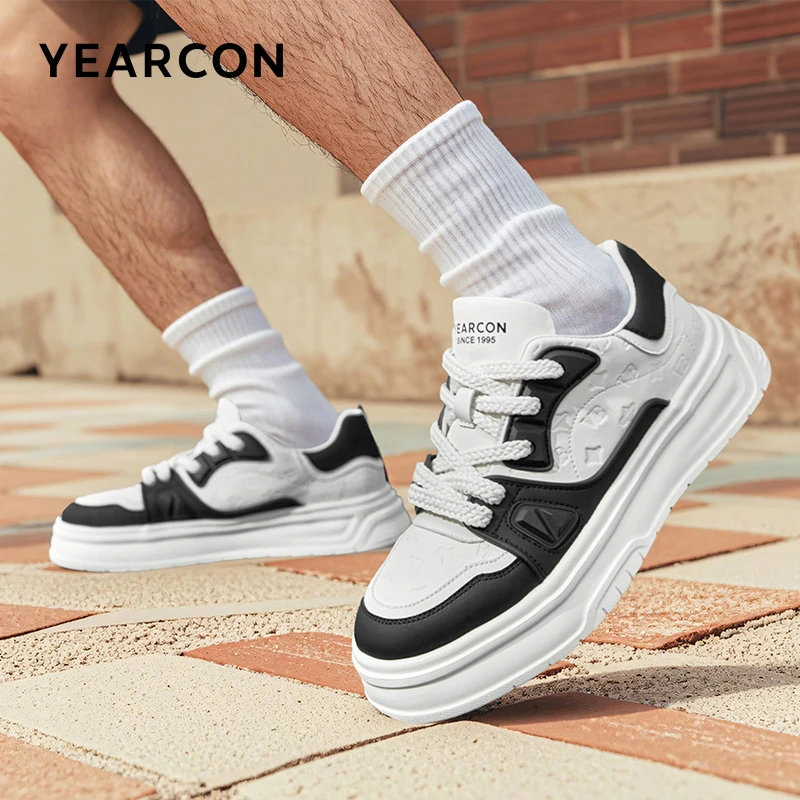 意尔康男鞋2025春季皮鞋男士板鞋时尚百搭厚底休闲单鞋小白鞋男式