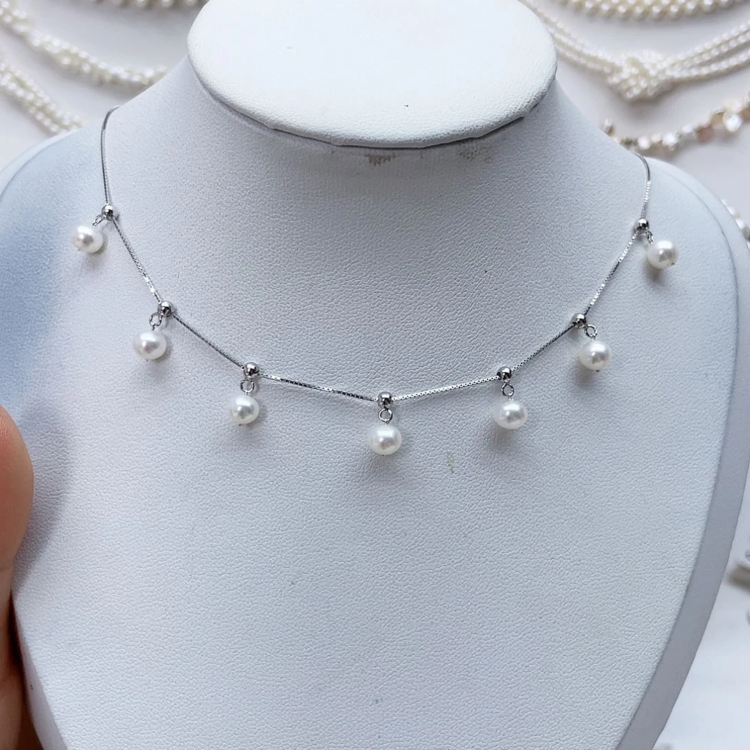 颈饰银S925镶嵌淡水珍珠