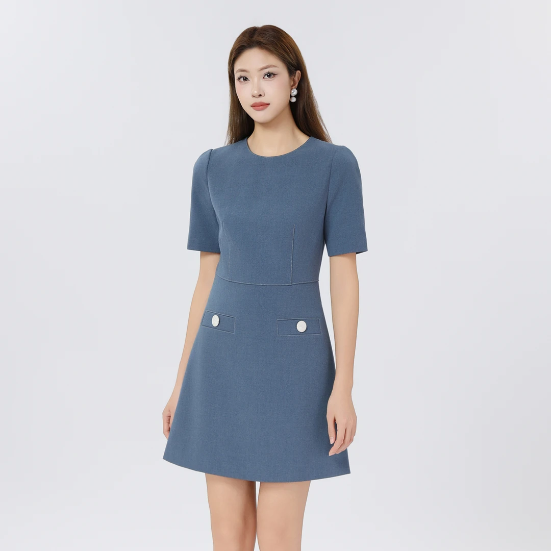 AMASS/阿玛施春夏新款A字裙收腰显瘦时尚百搭气质连衣裙550024