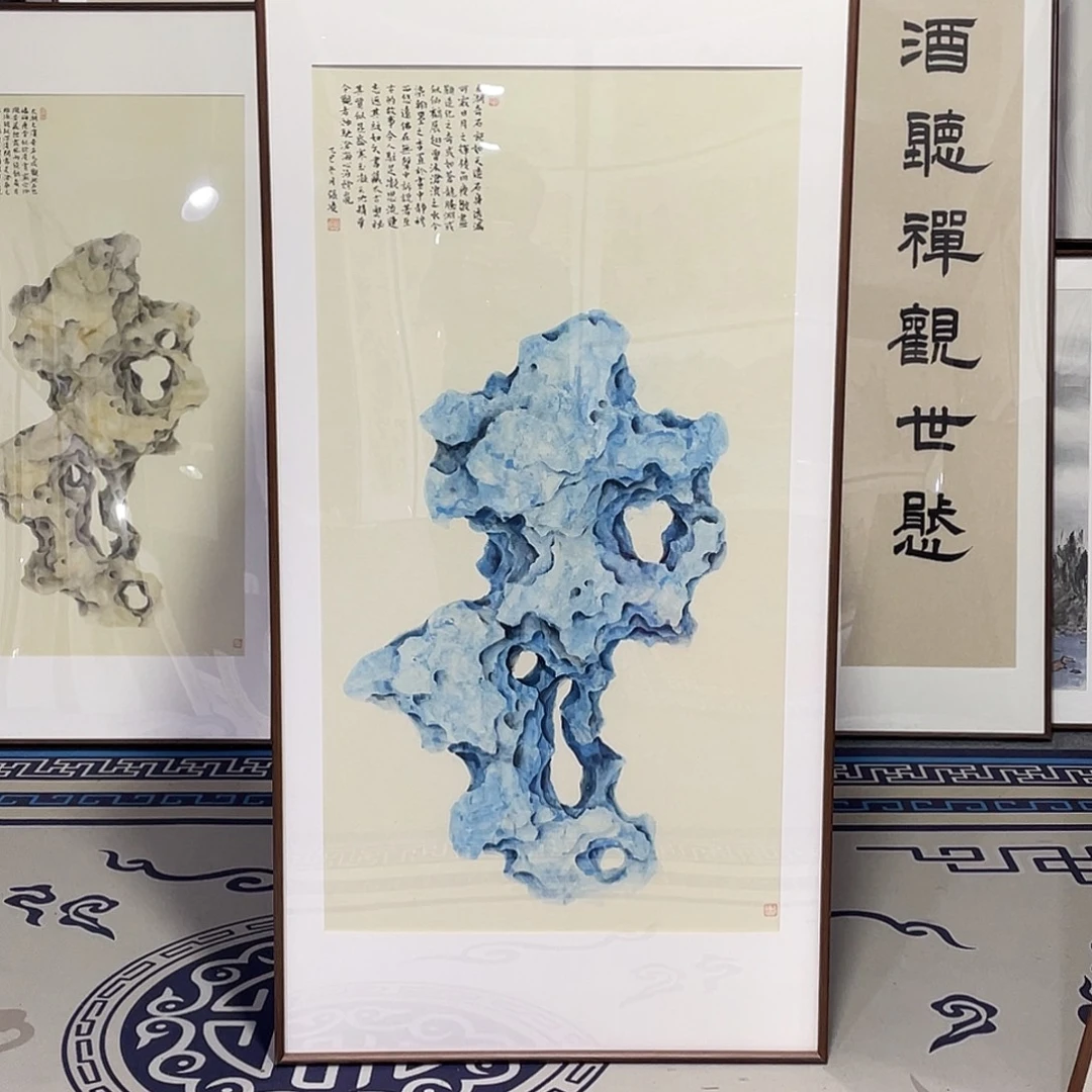 国画手绘画作品带框60/120