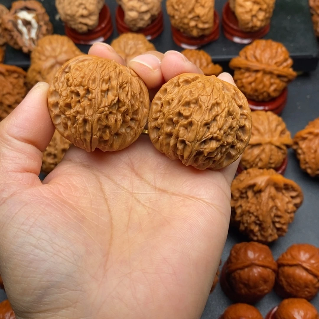 文玩核桃把件40磨盘