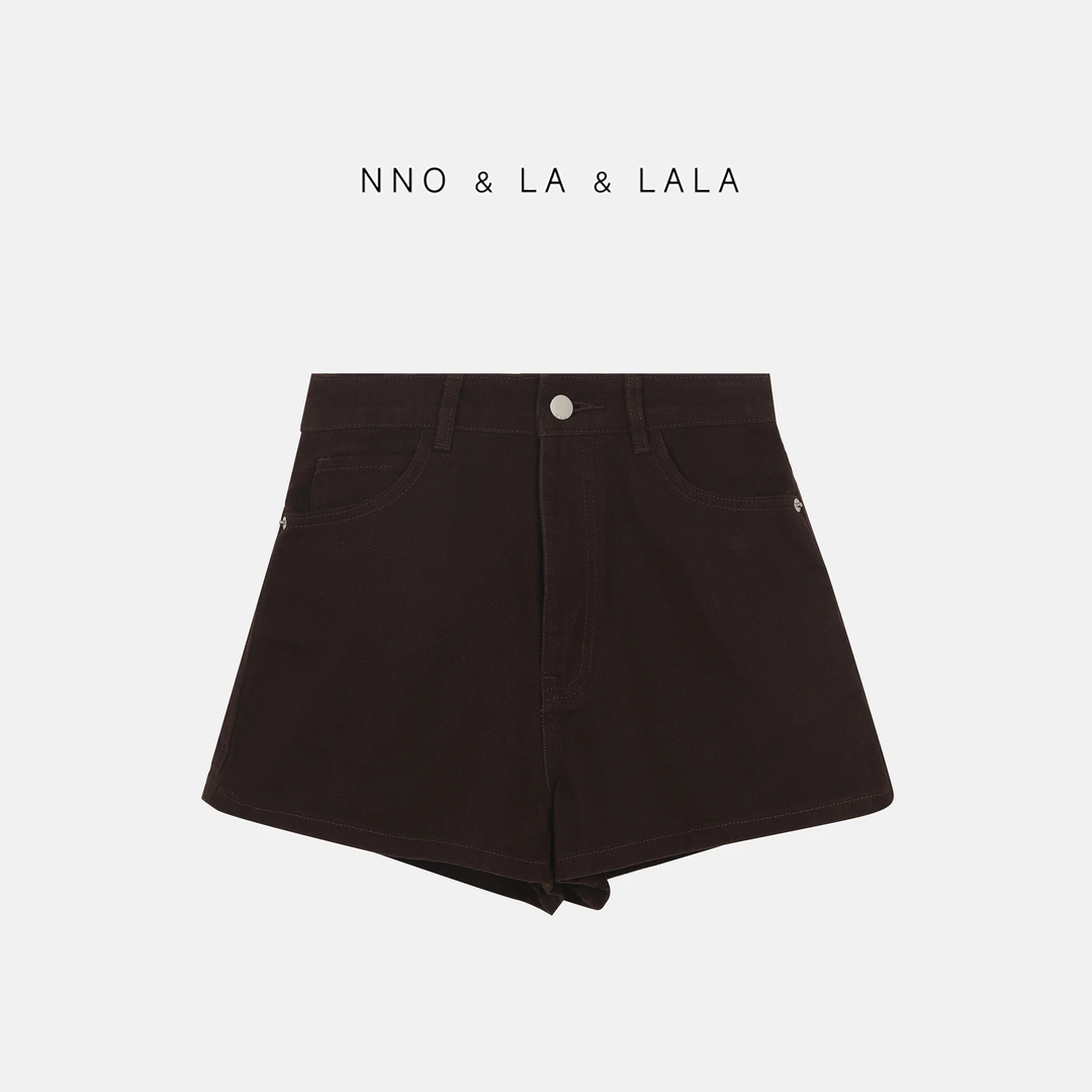 LA 咖色 牛仔三分 短裤 25583