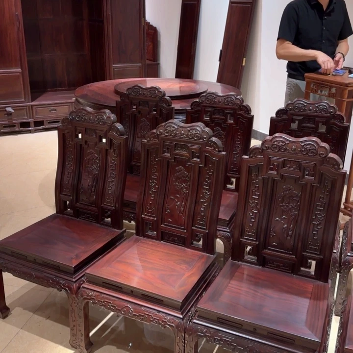 @****黑酸枝木类家具一桌8椅