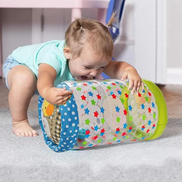 婴儿爬行学步训练充气滚筒引导6+月宝宝健身铃铛儿童早教益智玩具