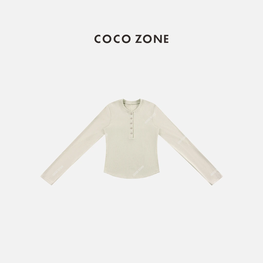COCO ZONE刘一一 双面磨毛打底衫冬季半开领圆领T恤CC1D2869