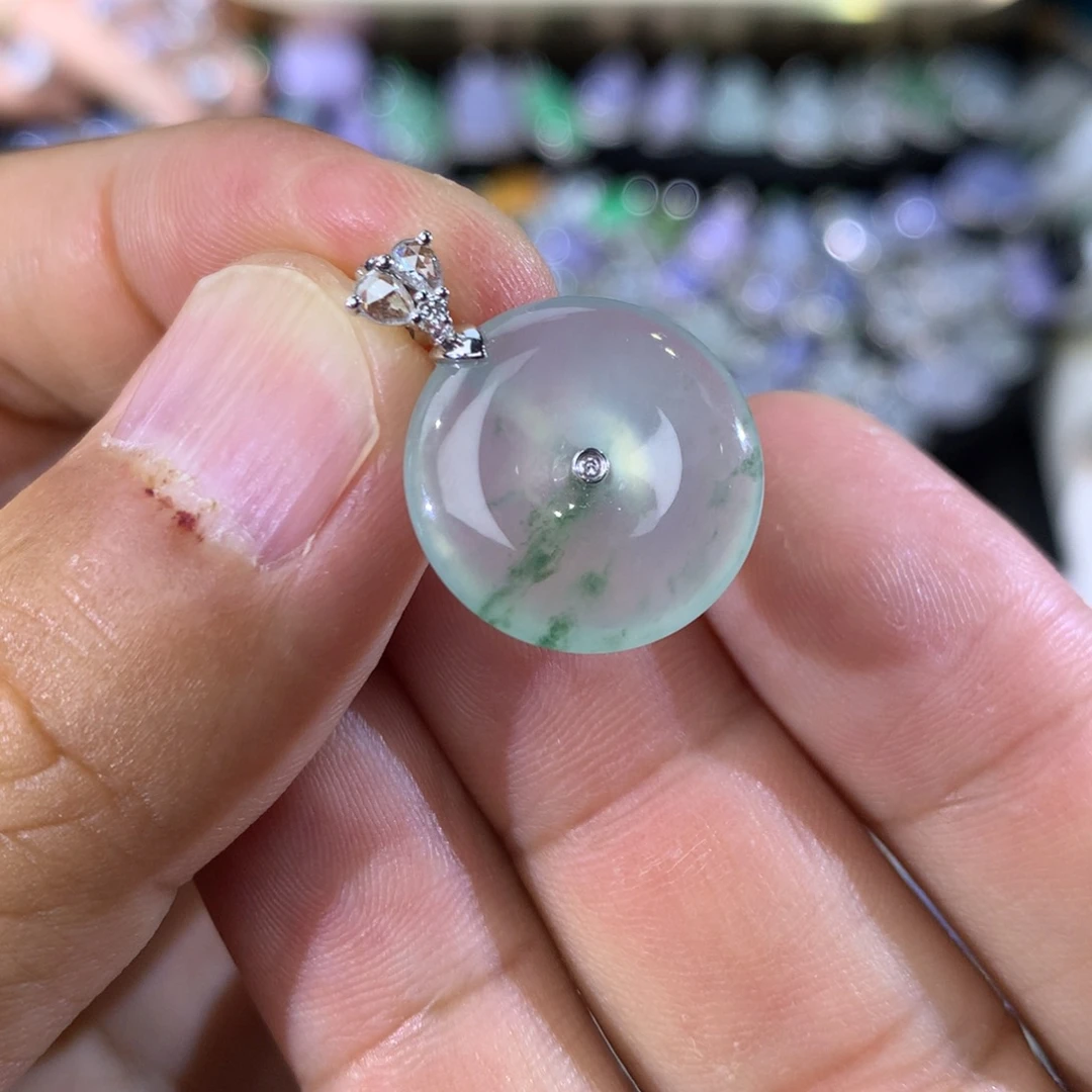 翡翠18K金镶嵌吊坠(不含链)