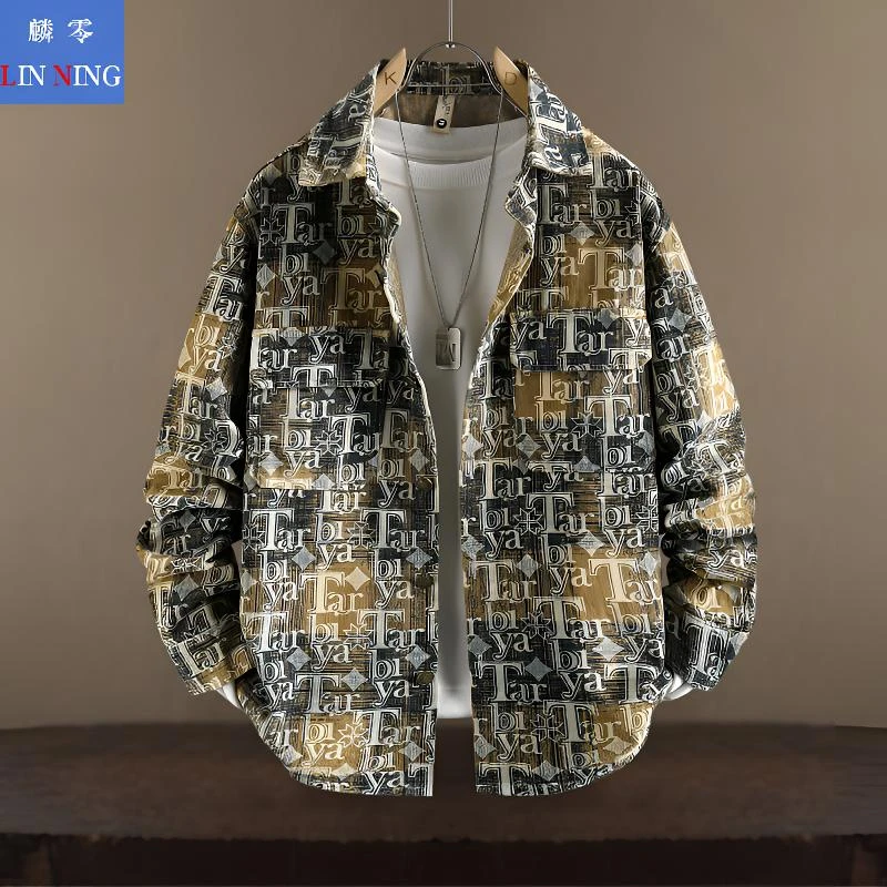 【麟零/LINLING】外套衬衫衬衣新男款男生男士宽松格子新款花衬